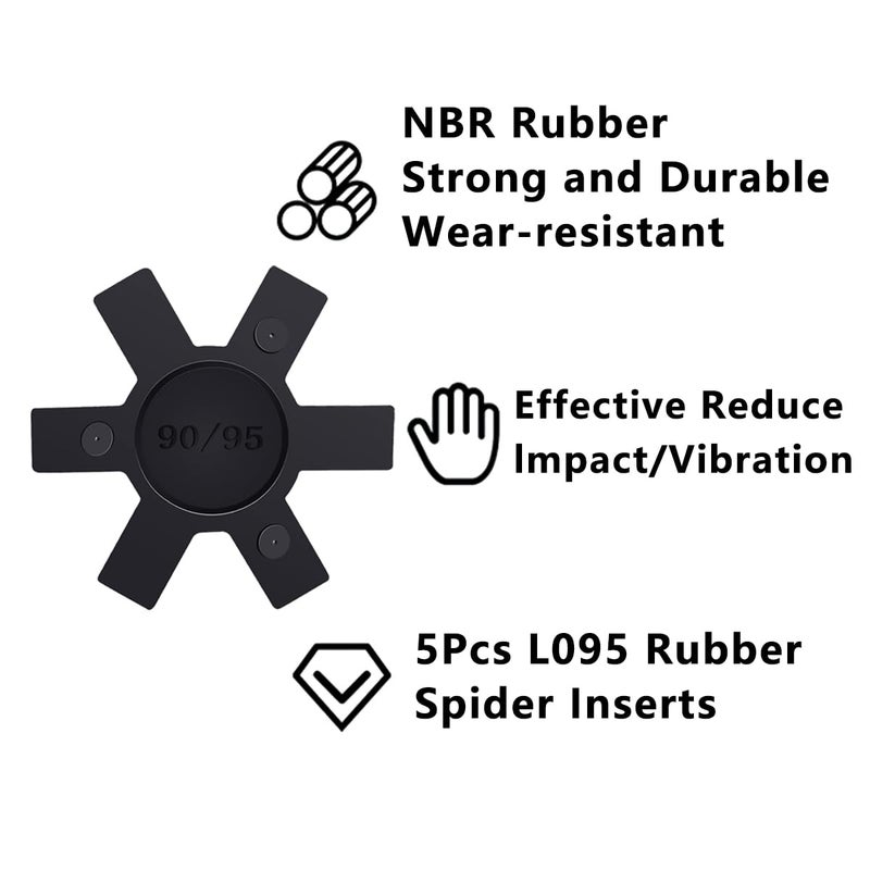 YXCCSE Flexible NBR Rubber Spider Insert Solid Spider Center Insert, Rubber Spider Insert Spider Center Insert for L Jaw Coupling L-Jaw Coupler (5Pcs L095) - Image 2
